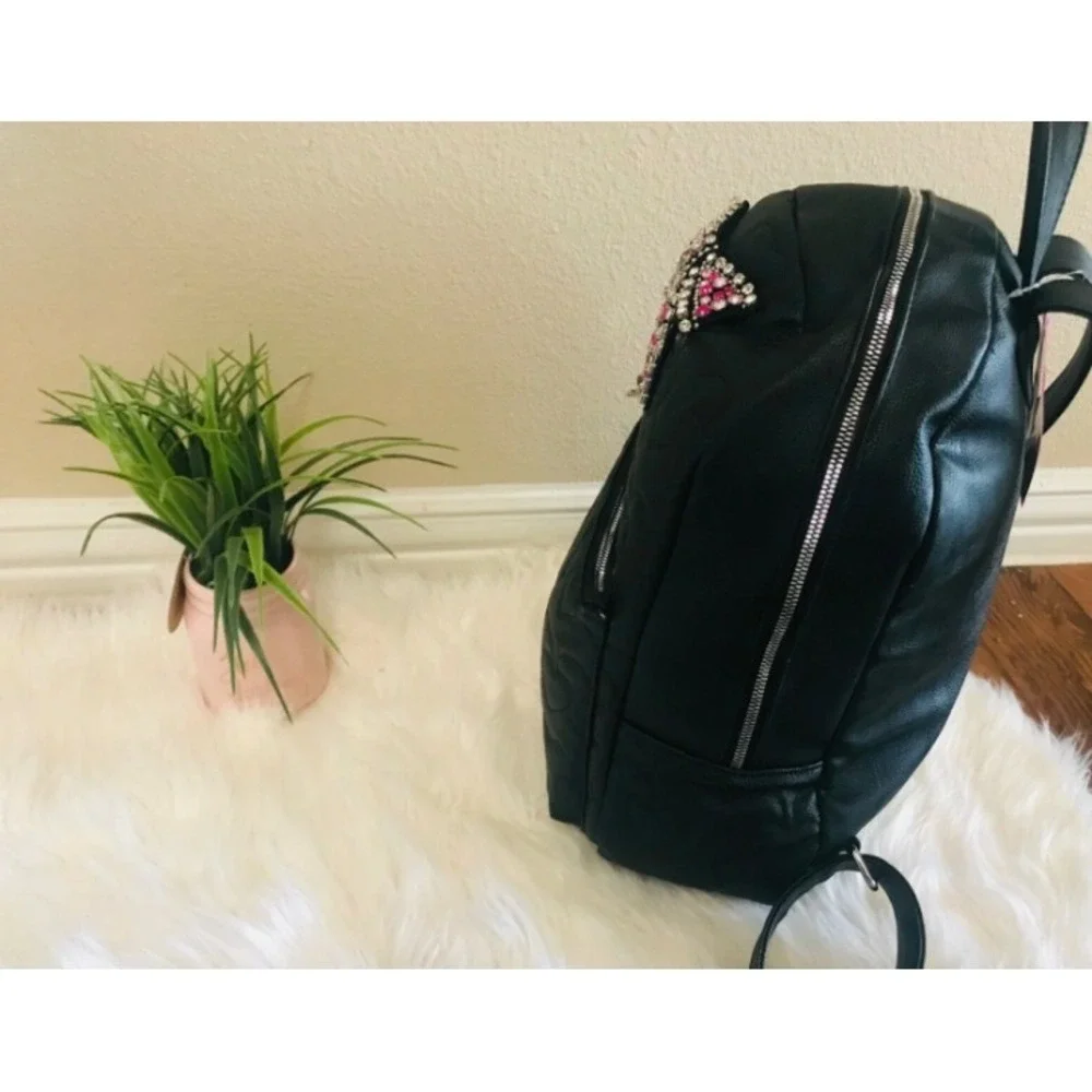 Betsey Johnson backpack quilted heart black New